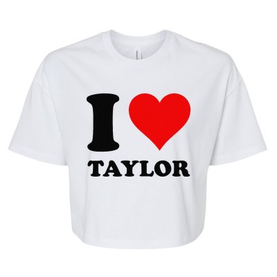 Red Heart I Love Taylor Bella+Canvas Jersey Crop Tee