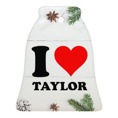 Red Heart I Love Taylor Ceramic Bell Ornament