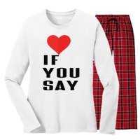 Red Heart If You Say Women's Long Sleeve Flannel Pajama Set 