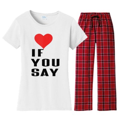 Red Heart If You Say Women's Flannel Pajama Set