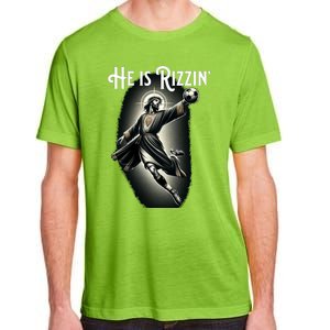 Rizzen He Is Rizzin Jesus Playing Soccer Funny Sports Rizz Adult ChromaSoft Performance T-Shirt