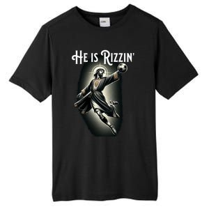 Rizzen He Is Rizzin Jesus Playing Soccer Funny Sports Rizz Tall Fusion ChromaSoft Performance T-Shirt