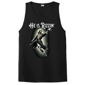 Rizzen He Is Rizzin Jesus Playing Soccer Funny Sports Rizz PosiCharge Competitor Tank