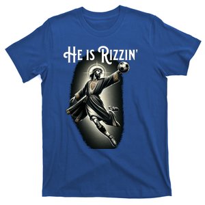 Rizzen He Is Rizzin Jesus Playing Soccer Funny Sports Rizz T-Shirt