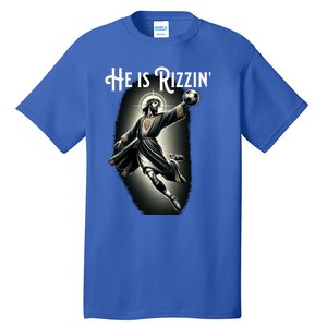 Rizzen He Is Rizzin Jesus Playing Soccer Funny Sports Rizz Tall T-Shirt