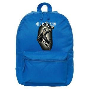 Rizzen He Is Rizzin Jesus Playing Soccer Funny Sports Rizz 16 in Basic Backpack