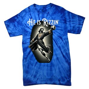 Rizzen He Is Rizzin Jesus Playing Soccer Funny Sports Rizz Tie-Dye T-Shirt