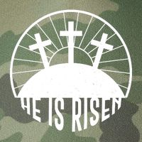 Retro He is Risen Emblem Celebrating Easter Legacy Tie Dye Trucker Hat