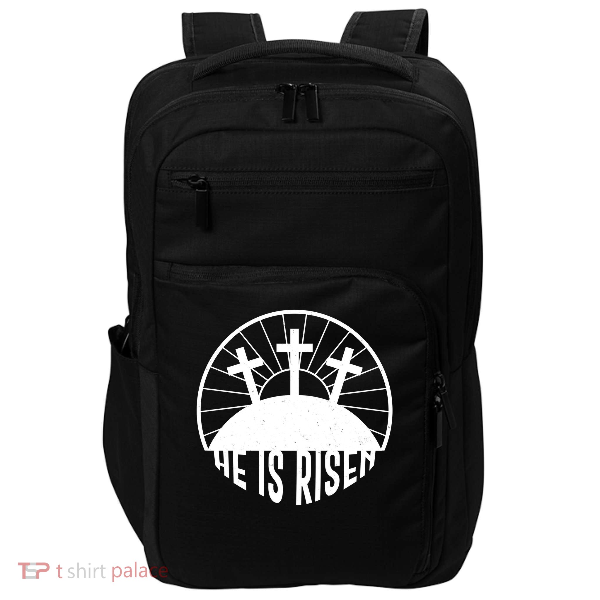 Retro He is Risen Emblem Celebrating Easter Impact Tech Backpack