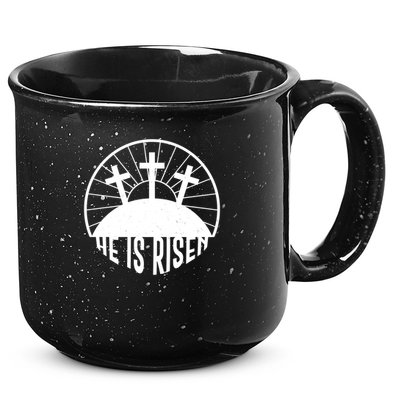 Retro He is Risen Emblem Celebrating Easter 15oz Campfire Ceramic Mug