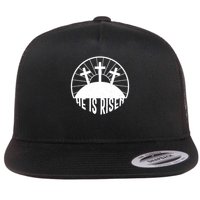 Retro He is Risen Emblem Celebrating Easter Flat Bill Trucker Hat