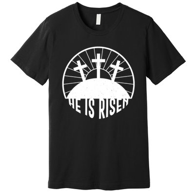 Retro He is Risen Emblem Celebrating Easter Premium T-Shirt