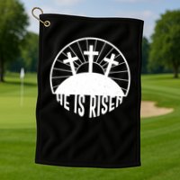 Retro He is Risen Emblem Celebrating Easter Golf Towel