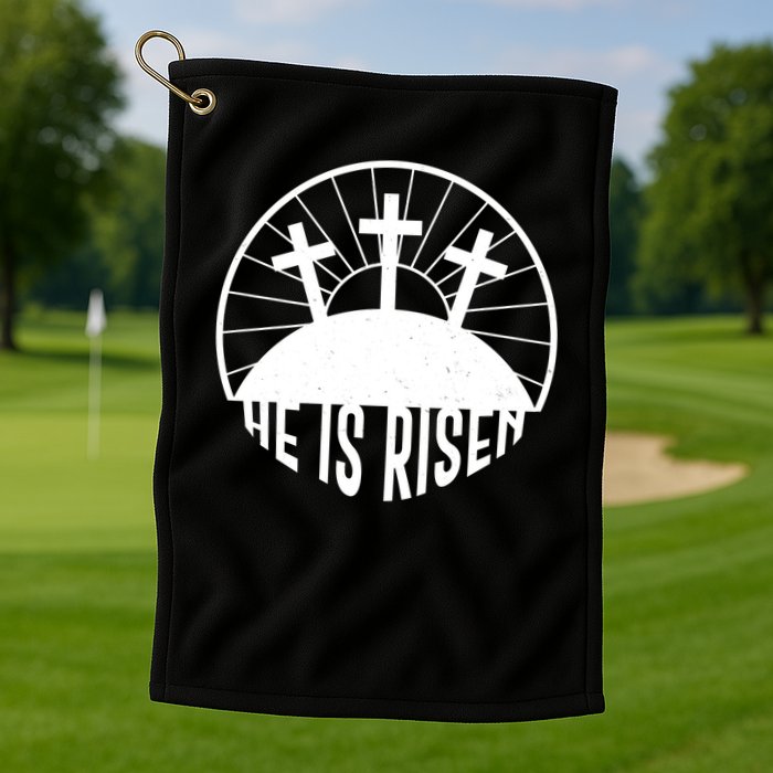 Retro He is Risen Emblem Celebrating Easter Golf Towel