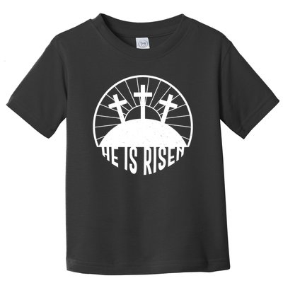 Retro He is Risen Emblem Celebrating Easter Toddler T-Shirt