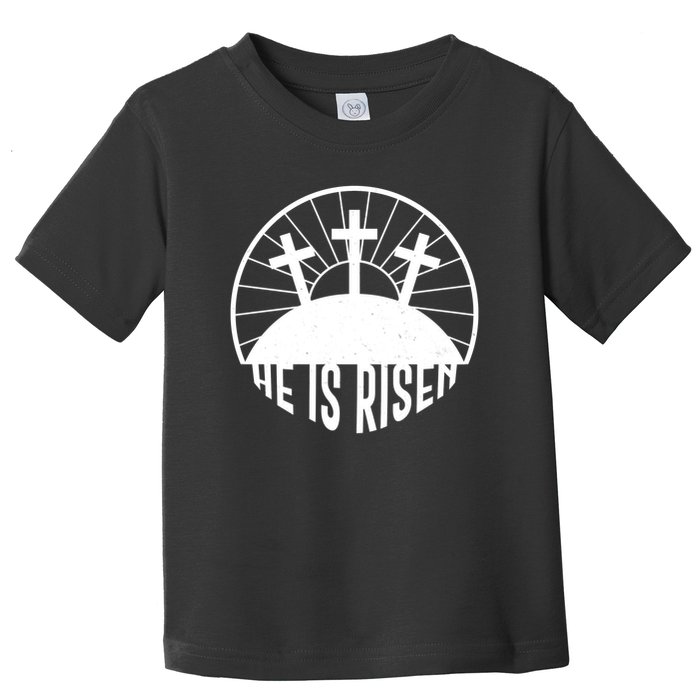 Retro He is Risen Emblem Celebrating Easter Toddler T-Shirt