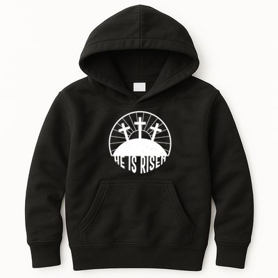 Retro He is Risen Emblem Celebrating Easter Kids Hoodie
