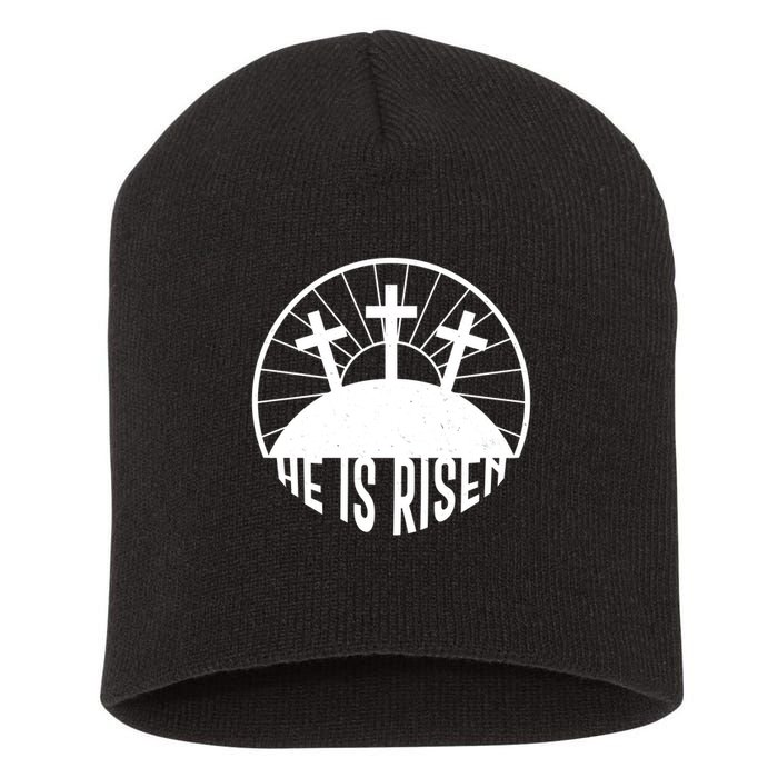 Retro He is Risen Emblem Celebrating Easter Short Acrylic Beanie