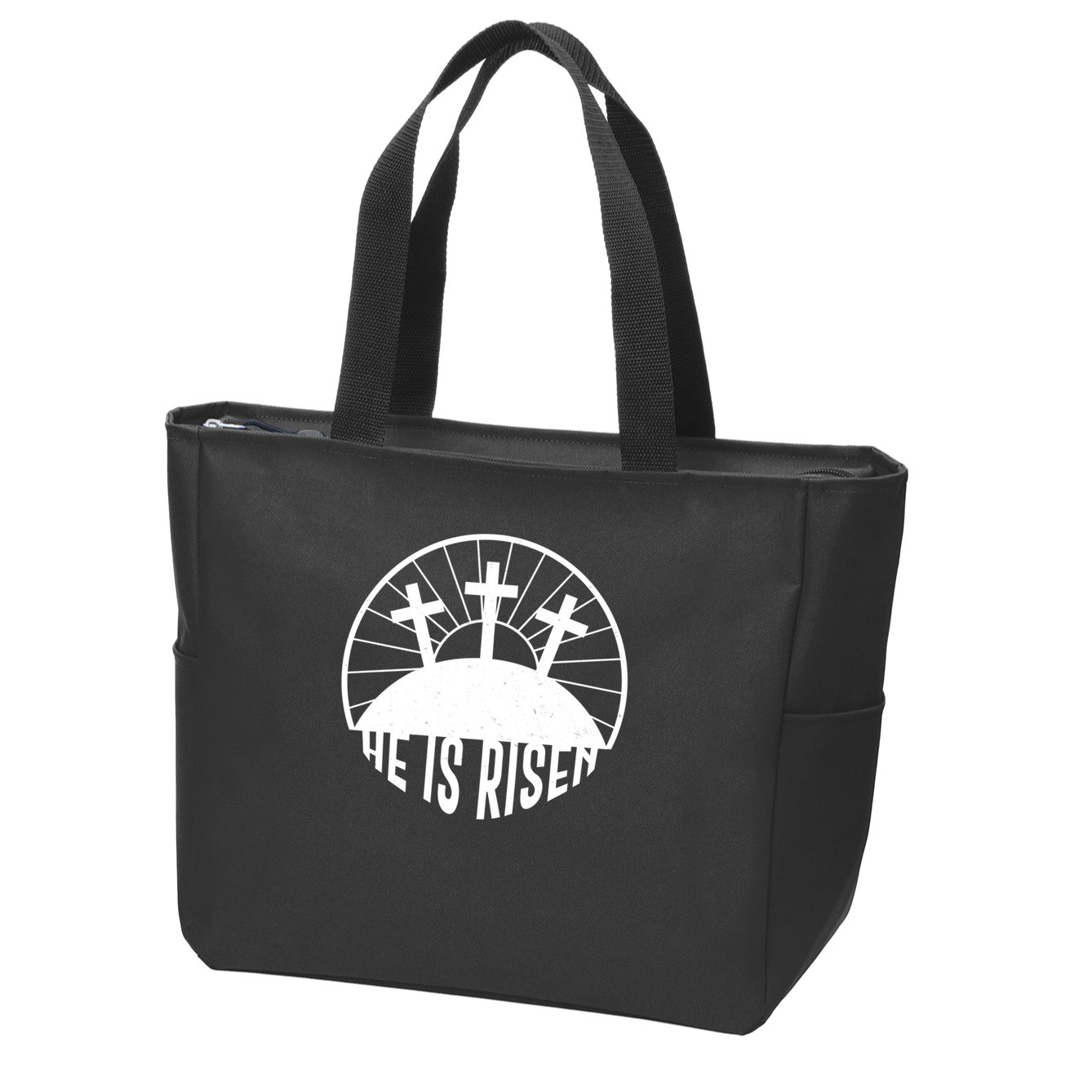 Retro He is Risen Emblem Celebrating Easter Zip Tote Bag