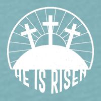Retro He is Risen Emblem Celebrating Easter Sueded Cloud Jersey T-Shirt