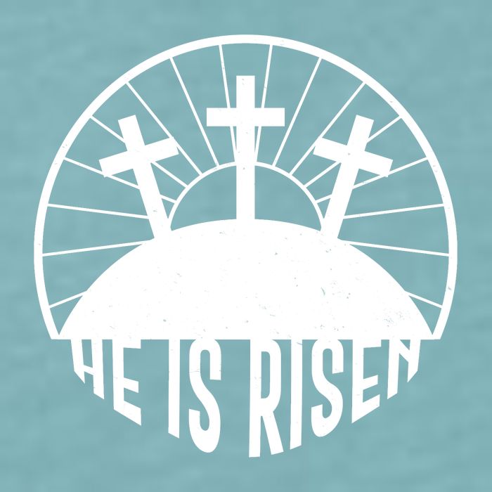 Retro He is Risen Emblem Celebrating Easter Sueded Cloud Jersey T-Shirt