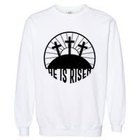 Retro He is Risen Emblem Celebrating Easter Garment-Dyed Sweatshirt