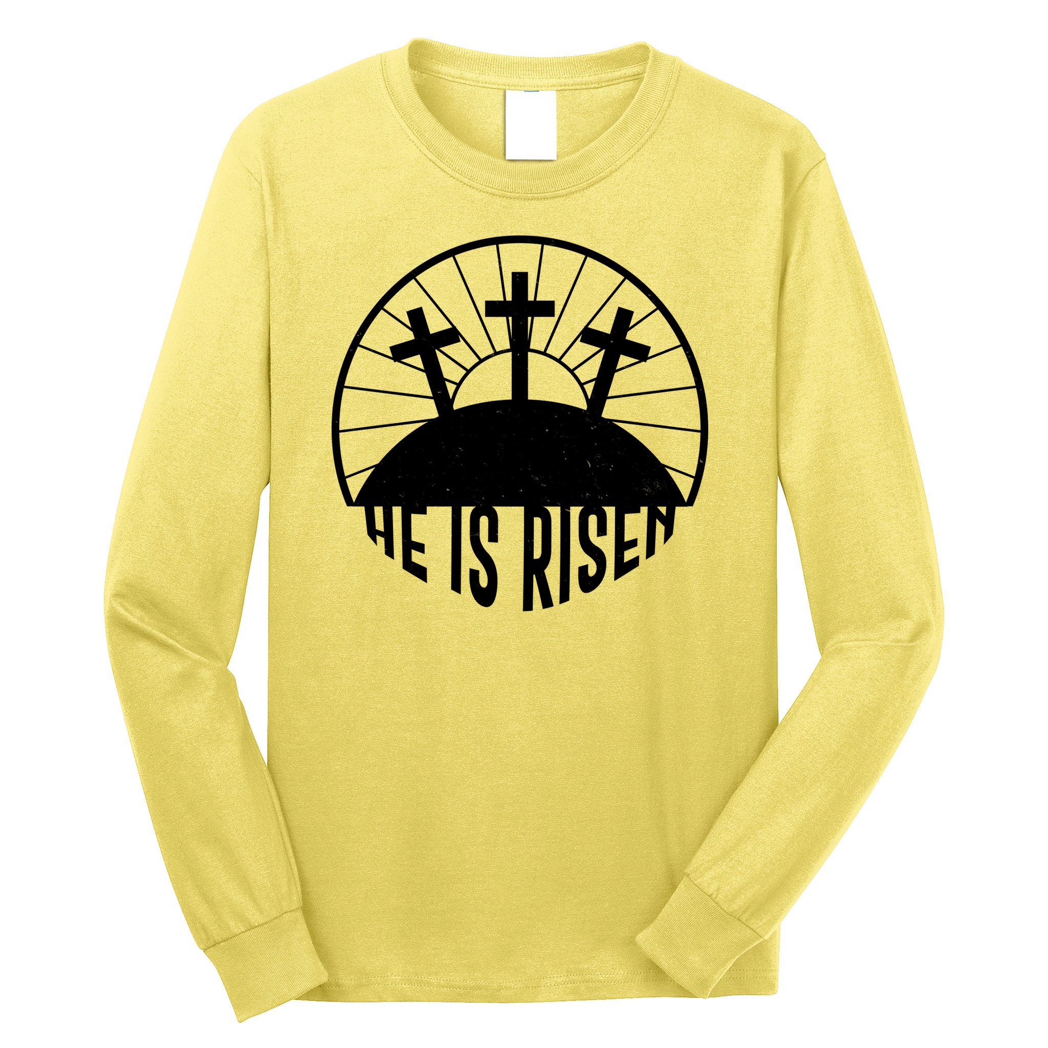 Retro He is Risen Emblem Celebrating Easter Long Sleeve Shirt