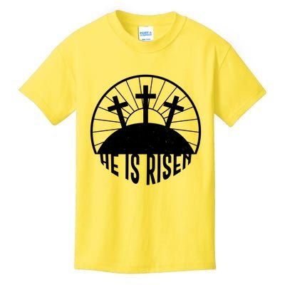 Retro He is Risen Emblem Celebrating Easter Kids T-Shirt