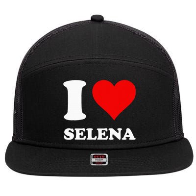 Red Heart I Love Selena 7 Panel Mesh Trucker Snapback Hat