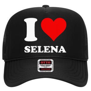 Red Heart I Love Selena High Crown Mesh Back Trucker Hat