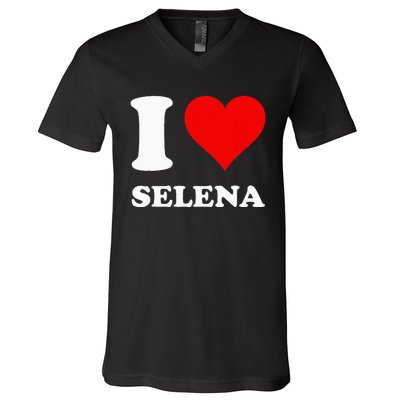 Red Heart I Love Selena V-Neck T-Shirt