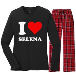 Red Heart I Love Selena Women's Long Sleeve Flannel Pajama Set 