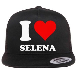 Red Heart I Love Selena Flat Bill Trucker Hat