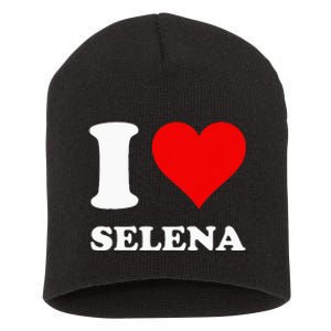 Red Heart I Love Selena Short Acrylic Beanie