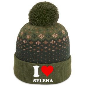 Red Heart I Love Selena The Baniff Cuffed Pom Beanie