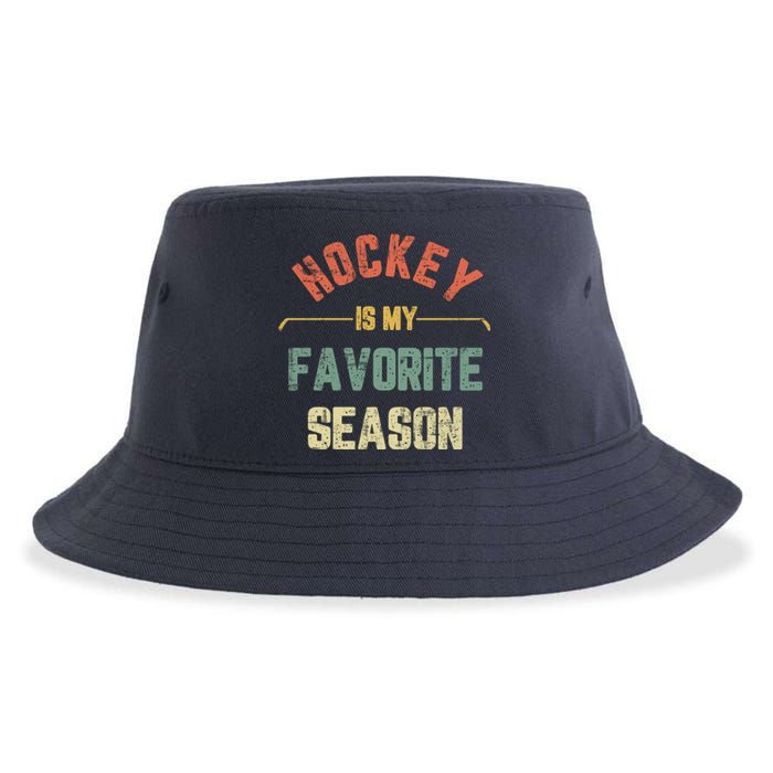 Retro Hockey Is My Favorite Season Vintage Funny Hockey Sustainable Bucket Hat