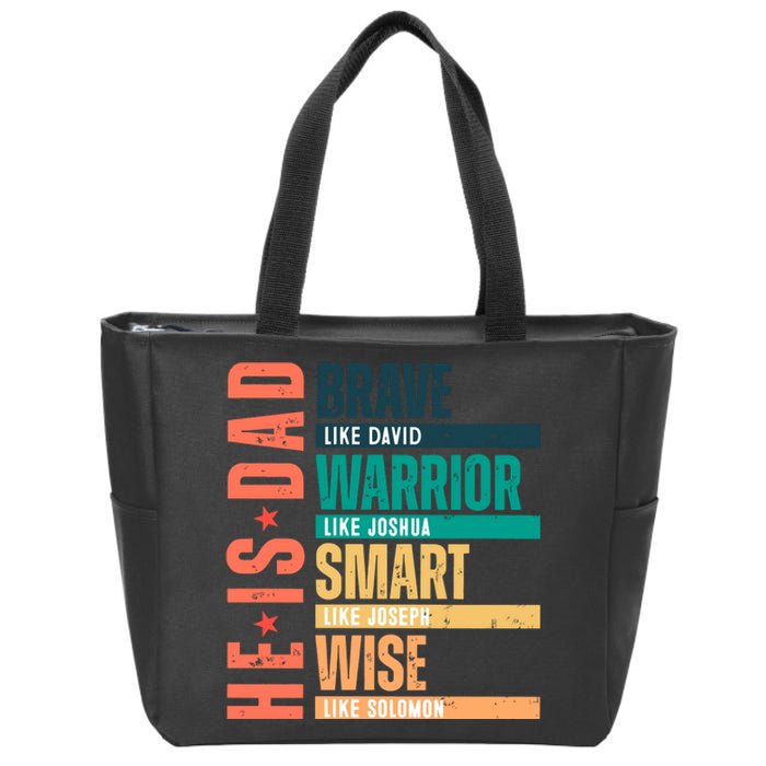 Retro He Is Dad Brave Like David Zip Tote Bag