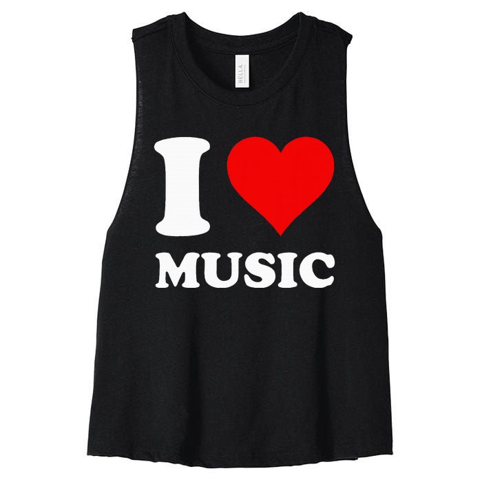 Red Heart I Love Music Women's Racerback Cropped Tank