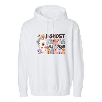 Retro Halloween I Ghost People All Year Round Ghost Costume Garment-Dyed Fleece Hoodie