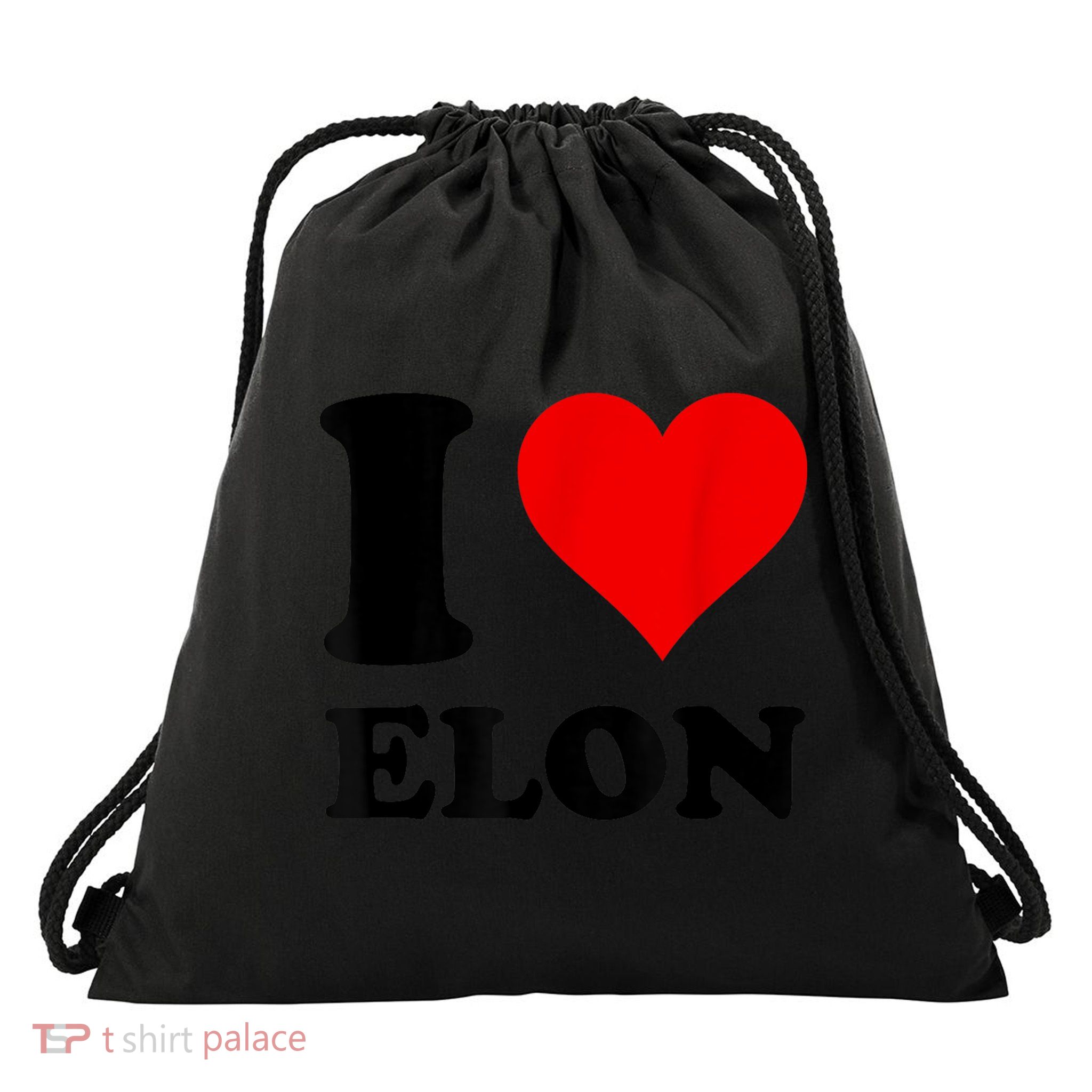 Red Heart I Love Elon Musk Drawstring Bag