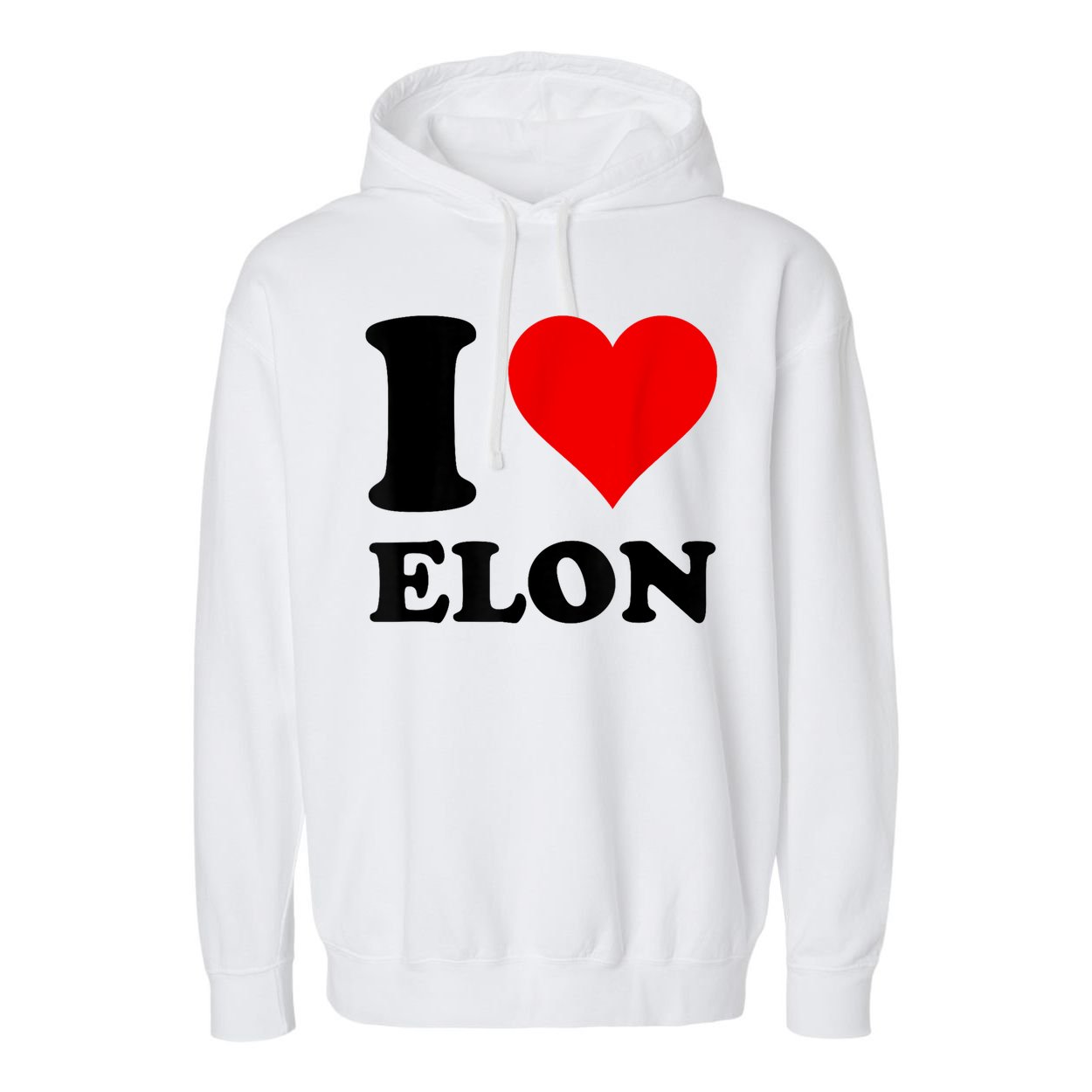 Red Heart I Love Elon Musk Garment-Dyed Fleece Hoodie