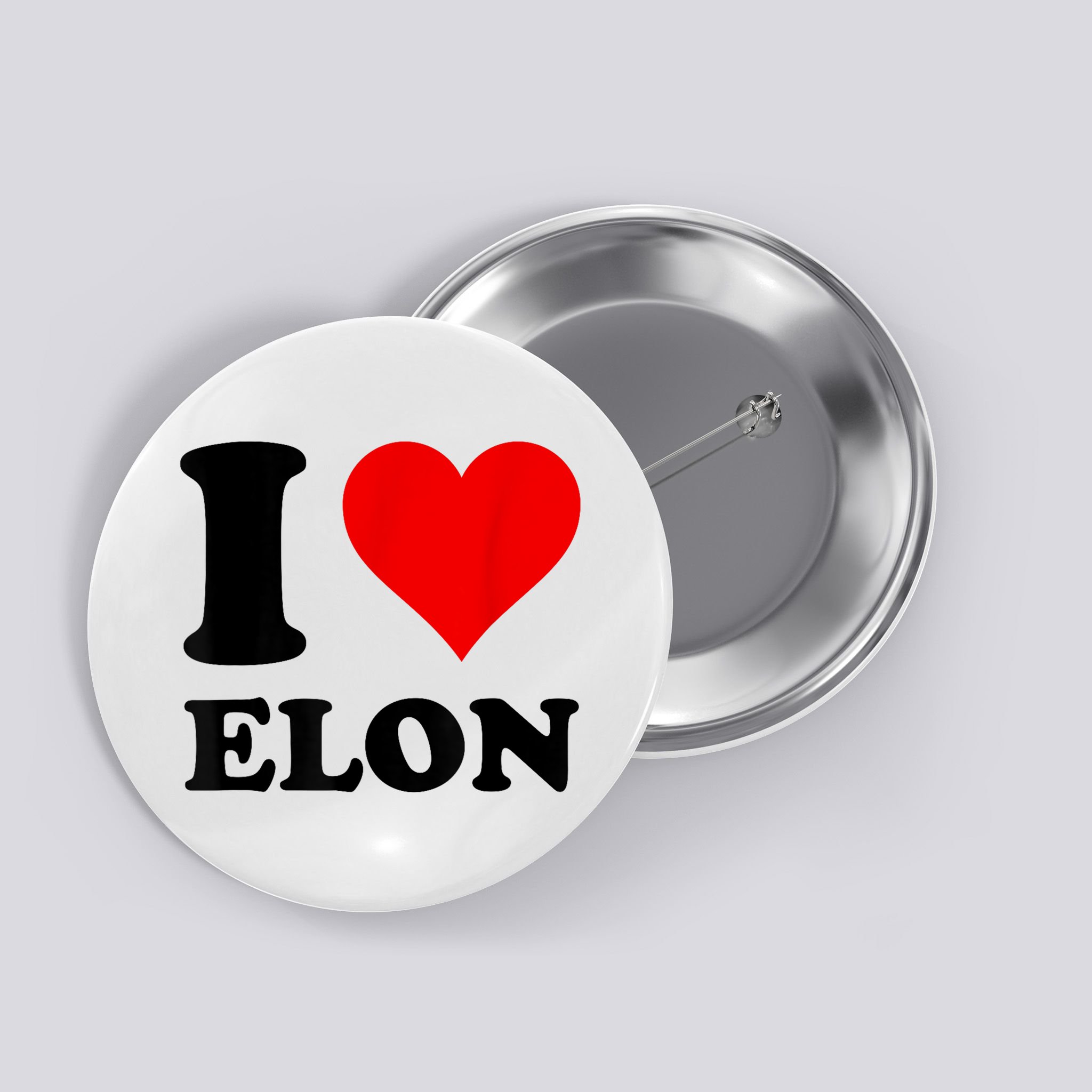 Red Heart I Love Elon Musk Button