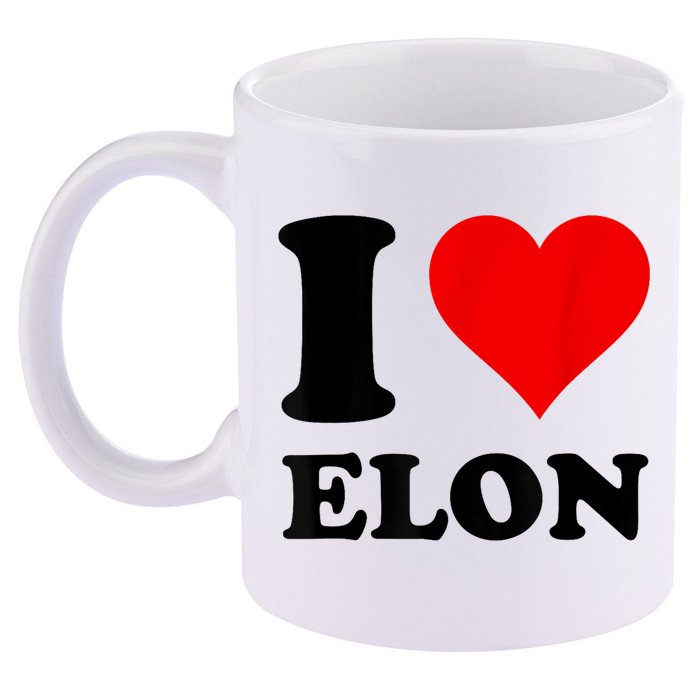 Red Heart I Love Elon Musk 11oz C Handle Ceramic Mug