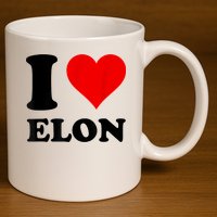 Red Heart I Love Elon Musk 11oz C Handle Ceramic Mug