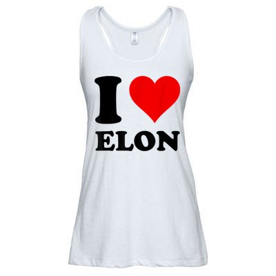 Red Heart I Love Elon Musk Ladies Essential Flowy Tank