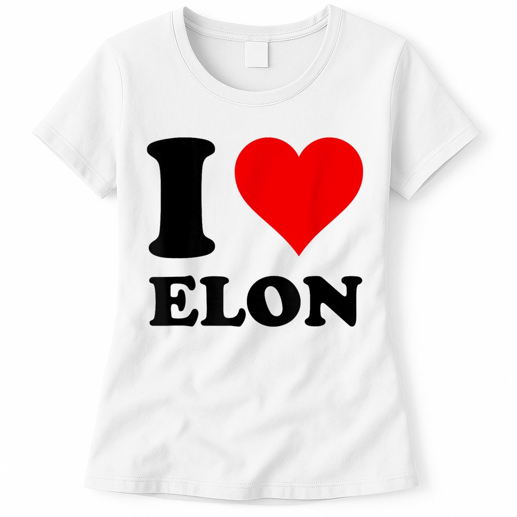 Red Heart I Love Elon Musk Womens T-Shirt