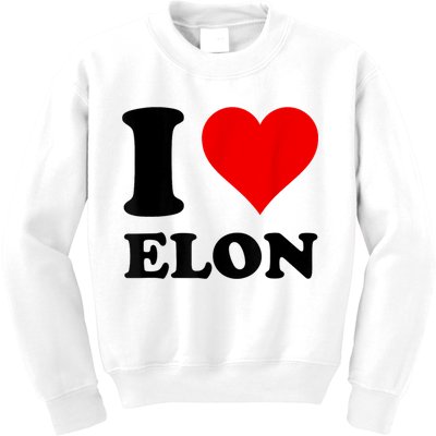 Red Heart I Love Elon Musk Kids Sweatshirt