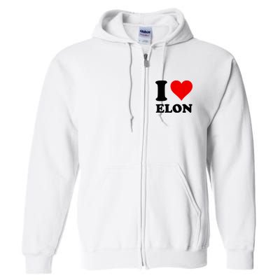 Red Heart I Love Elon Musk Full Zip Hoodie