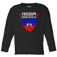 Retro Haitian Independence Celebration Day Haitian Flag Toddler Long Sleeve Shirt