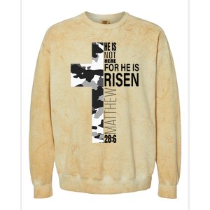 Religious He Is Risen Christian Easter Camouflage Cross Colorblast Crewneck Sweatshirt